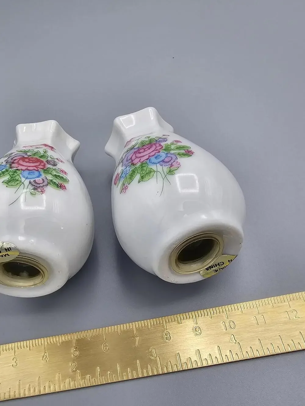 Pair of Small Floral Porcelain Salt and Pepper Shakers